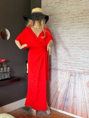 ADOR elegant Red Wrap Maxi Dress - Women's Summer Dress NWT